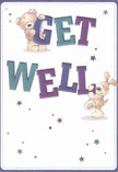 With a mood as cheerful and sincere as a sunny afternoon in Kilburn, this get well card comes alive with colour and character. Two dear friends-a fluffy bear and a playful pup-are brought to life with an expert eye for detail, each joyfully propping up the colourful letters that compose 'Get Well.' Splashes of indigo and teal across the text create a lively contrast against the creamy white background, echoing the vibrancy of the local markets around NW6. Twinkling blue and purple stars scatter across the design, adding a magical, hopeful flair and inviting thoughts of clear evenings over Kilburn Grange. The illustrated fur of both characters is rendered so softly you can almost feel the comfort in their embrace-a sensation akin to receiving a freshly arranged bouquet from Florist Kilburn, crafted to offer comfort at just the right moment. This card becomes more than a greeting; it's a visual and emotional balm, carrying genuine messages of recovery and kindness to friends and neighbours throughout Kilburn, brightening any bedside with a flourish of artistry and heartfelt intent.