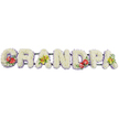 A serene and personalised sympathy arrangement spells "GRANDPA" in bold block letters crafted entirely from fresh white blooms, set out in a long horizontal line against a simple white backdrop. Each capital letter is densely filled with snow-white chrysanthemums, their rounded petals overlapping tightly to form a smooth, cushioned texture that feels gentle and consoling. The uniform field of white suggests purity, peace, and a loving farewell. Just beneath the flowers, a narrow edging of soft lavender ribbon traces the base of each letter, only slightly visible but adding a delicate pastel outline that lends depth and refinement. The letters themselves are mounted on dark green support rails running along the length of the tribute, providing structure while subtly echoing the tones of the foliage used in the accent sprays. Four clusters of colour bring emotion and individuality to the design: on the "G" and the "D," rich red anthuriums are arranged with their shiny, heart-shaped spathes and bold yellow spadices nestled among lush green leaves and tiny hints of purple filler blooms. On the first and last "A," elegant yellow-green orchids sit among fresh greenery, their slender, arching petals adding a touch of modern grace and hope. The tribute feels both dignified and deeply personal, the kind of bespoke "Grandpa" lettering that might rest beside a coffin at a Kilburn funeral service, whether in a local church or at a nearby crematorium, after family have gathered from streets around Kilburn Park or West Hampstead. Thoughtfully designed by an experienced florist, it offers a quiet yet powerful expression of gratitude, love, and remembrance for a cherished grandfather.